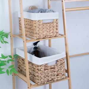 ตะกร้าเก็บของสานมือจากผักตบชวา รูปทรงสี่เหลี่ยมผืนผ้า สำหรับใส่อาหาร ของใช้ในบ้าน ของจิปาถะ งานฝีมือ - Product Image 4