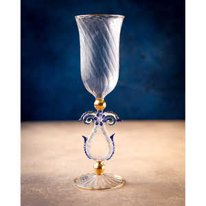 Mirellas Paire de verres à boire en verre de Murano élégants avec des détails bleus et dorés Verres de qualité supérieure - Product Image 2