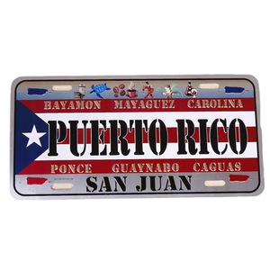 Placas de Matrícula Metálicas Personalizadas de Puerto <span class=keywords><strong>Rico</strong></span>, Arte Retro de Pared para Regalo de Viaje - Product Image 1