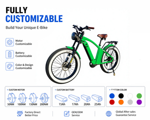Vélo électrique à pneus larges 60V 1500W, couple de 130 Nm, 60 km/h, frein hydraulique à 4 pistons, 7 vitesses, fabricant OEM, MOQ 1 - Product Image 1