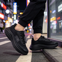 Chaussures de sport noires personnalisées avec logo OEM, design à boucle, respirantes, en maille souple, pour la marche et les loisirs