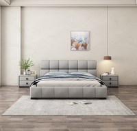 Lit en cuir souple, litière, moderne, lit King Size, cadre en bois, avec matelas