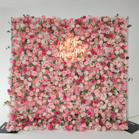 Panneau mural de fleurs artificielles colorées 8x8 pieds, idéal pour les mariages, avec arrangement floral – Vente chaude
