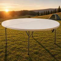 Tables de banquet pliantes rondes de 120 cm, ensemble de tables à manger pour 10 personnes, tables de mariage modernes pour salle d'activités polyvalente