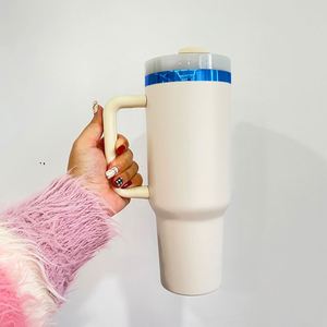 US Warehouse H2.0 Stainless Steel White Plated 40oz Tumbler Handle Vacuum <b>Insulated</b> <b>Mug</b> Eco-Friendly with Straw Laser Engraving - Product Image 3
