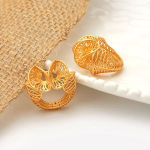 طباعة ثلاثية الأبعاد خاتم مجوف زهرة تجاعيد فاخر دبي للزفاف نارسيسوس مؤشر مجوهرات إصبع للنساء حفل زفاف - Product Image 4