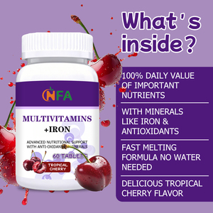 Comprimés de multivitamines OEM ODM avec vitamine Thiamine Folate pour soutenir les niveaux de fer, la santé des os, des muscles et du système immunitaire, et le métabolisme énergétique - Product Image 4