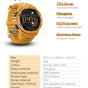 Montre numérique NORTH EDGE Mars pour hommes, montres de sport, double heure, podomètre, réveil, étanche 50M, montre numérique - Product Image 6