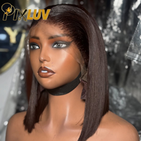 Perruques courtes bob en cheveux naturels vietnamiens bruts, perruques frontales en dentelle HD sans colle pour femmes noires