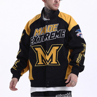 Blouson Bomber Homme Personnalisé OEM Hiver Coton Vintage Universitaire Motif Dessin Animé Gaufré Logo Denim Écologique Réversible