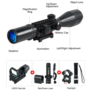 Mira Telescópica Táctica de Fábrica 4-12X50 de Largo Alcance con Linterna Láser y Kit Combinado de Punto Rojo, Mira <span class=keywords><strong>Óptica</strong></span> para Caza - Product Image 3