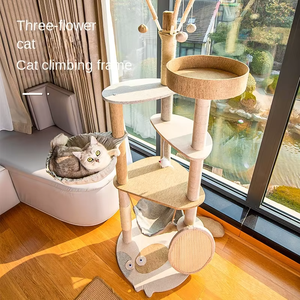 Pohon Kucing Kayu Besar Bertingkat dengan Tiang Garukan Sisal, Bingkai Panjat Kucing, Tempat Tidur Kucing, Menara Pohon Kucing - Product Image 4