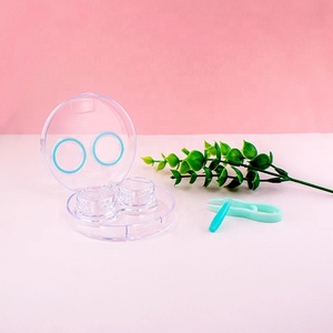 Estuche Redondo Económico para Lentes de Contacto de Color Caramelo con Herramientas de Aplicación, Caja para Parejas con Pinzas y Ventosa - Product Image 4