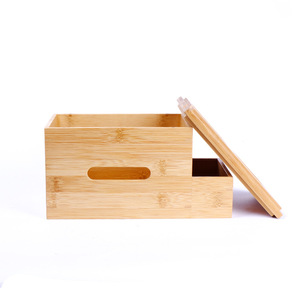 Bamboo tissue box, a great living room accessory, multifunctional napkin holder, remote control organizer, coffee table - Product Image 3