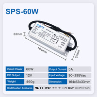 Alimentation à découpage LED Hyrite SPS-12/24E SMPS étanche IP67 90-295VAC 12V/24V 60W/90W 50/60Hz CA-CC à sortie unique pour l'industrie