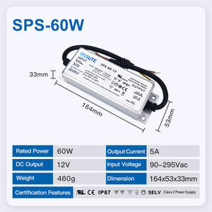 Alimentation à découpage LED certifiée SMPS IP67 étanche 12V 24V 60W 90W, format compact, convertisseur AC/DC à sortie unique, Driver LED - Product Image 4