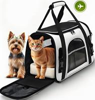 Sac de transport pour animaux de compagnie en polyester Oxford durable, souple, carré, avec fermeture éclair, respirant, portable et pliable, homologué pour le transport aérien