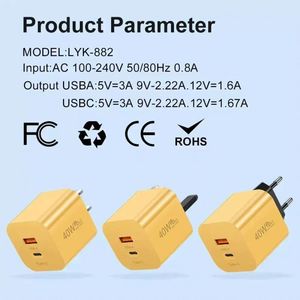 40W <b>USB</b>-<b>C</b> Charger PD 3.0 Fast Charging <b>Adapter</b> A+<b>C</b> Power <b>Adapter</b> US/EU/UK <b>Plug</b> Type <b>C</b> Mobile Phones - Product Image 6