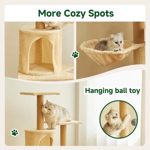 5-Tier Deluxe <b>Cat</b> Tree Tower with <b>Scratching</b> Tree <b>Posts</b> - E1 Particle Board, Plush Perches & Condo, Sisal Rope, Multi-Level - Product Image 3
