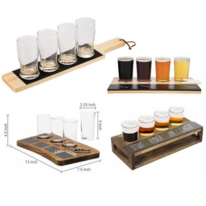 Plateau de dégustation de bières carré et rond en bois d'érable, de noyer et d'acajou avec finition naturelle pour l'<span class=keywords><strong>Italie</strong></span>, Big Whale, Jenlain, Nikka - Product Image 2