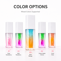 RTS 5ml Dubbele Kleur Fruit Lip Olie Hydraterend Volumegevend 5 Stijlen met Kleurverandering Lage MOQ 1stuk Groothandel Aangepast Logo