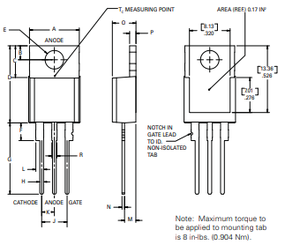 TAIYAN S6012VTP 1.5V Tiristor de 3 Pines TO-251 40mA 600V 125C Nuevo y Original - Product Image 4
