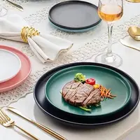 Yongsheng piatti neri opachi per la cena in ceramica multicolore di forma rotonda europea platos de ceramic