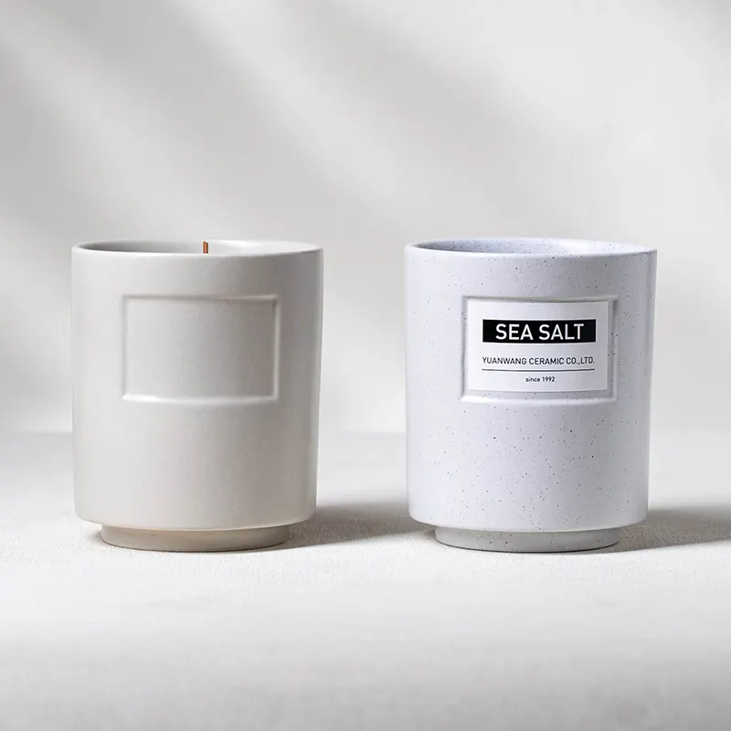 YUANWANG-recipiente de cerámica para velas, OEM/ODM, personalizado, recipiente para bodas, decoración del hogar, tarros para velas, vela de lujo
