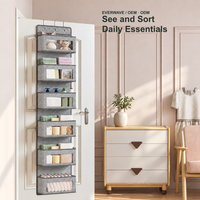 Organisateur suspendu à 6 niveaux pour porte, avec fenêtre transparente, poches de rangement pour chambre d'enfant, organisateur de placard en tissu non tissé pour jouets et articles de bébé