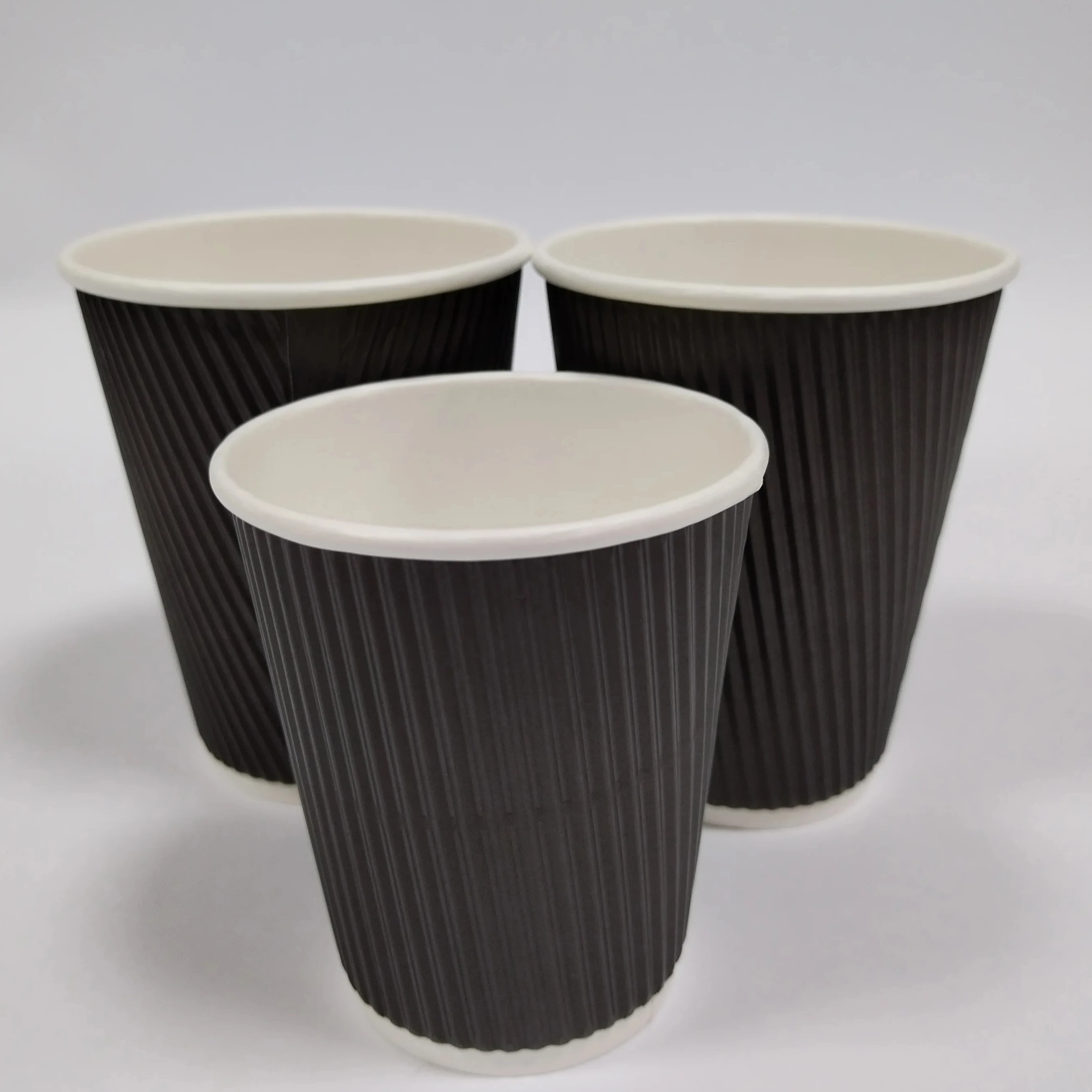 Custom Logo Printing Heat Resistant Disposable Packing Black Corrugated Coffee Paper Cup