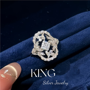King Silver Jewelry Flower Shape S925 Sterling Silver <b>Ring</b> Openwork Lace Design Women's Fine <b>Ring</b> Everyday Wear - Product Image 1