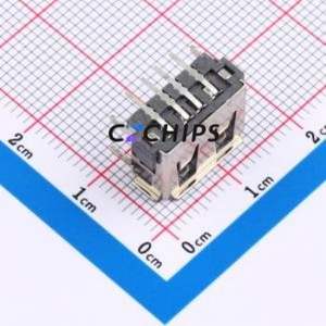 XUBF-012-0404 USB Connector Bent Lead Through Hole Connector Type-A USB 2.0 Female Right Angle Insert - Product Image 2