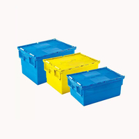 Vente flash : caisses en plastique de logistique de haute qualité 60*40*32cm, réutilisables, avec couvercle attaché, empilables, pour le stockage