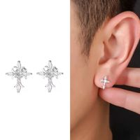 Clous d'oreilles vintage style baroque entièrement sertis de pierres irisées, à visser, unisexe, en acier inoxydable, accessoires pour cartilage, vente en gros