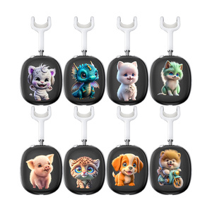 Dessin animé mignon chien chat 3D Design TWS étui souple transparent pour <span class=keywords><strong>AirPods</strong></span> <span class=keywords><strong>Max</strong></span> casque protection TPU écouteur couverture et porte-clés - Product Image 6