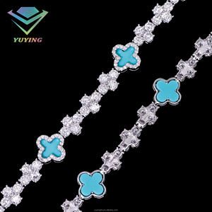 สร้อยข้อมือเทนนิสลายใบโคลเวอร์สี่แฉก ประดับเพชรโมอิสซาไนต์ VVS ชุบทอง เงินแท้ 925 ผ่านการทดสอบเพชร ได้รับการรับรองจาก GRA - Product Image 6