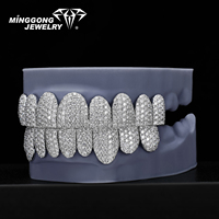 Nouvel ensemble de grillz dentaires Minggong en argent sterling avec moissanite couleur D VVS, design nid d'abeille, bijoux fins tendance hip-hop