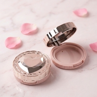 Boîtier compact vide pour poudre 39 mm avec miroir, couvercle en forme de cœur, palette de blush et illuminateur, emballage rond en plastique pour maquillage