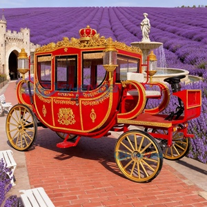 Carroza de Caballos Eléctrica de 4 Ruedas Roja para Bodas, Carrozas Reales Tiradas por Caballos, Carroza Real Eléctrica en Venta - Product Image 2