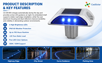 CS-SR-805 Balise routière solaire LED intégrée IP68, résistance à la charge statique de plus de 20 tonnes, en aluminium, pour la signalisation des bords de route