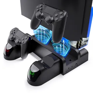 Dudukan Pendingin Vertikal Multifungsi, Dudukan Pengontrol Game dengan Penyimpanan Cakram untuk Playstation PS4 / PS4 Slim/ PS4 Pro