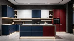 Gabinete de Cocina Kingv Rojo, Azul y Blanco, Estilo Americano, Color Captain - Product Image 6
