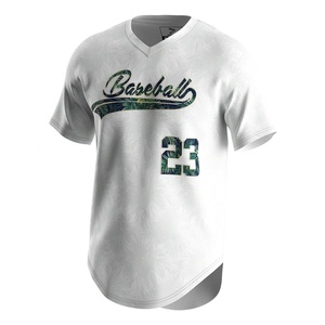 Newest V Neck Embroidery Street Culture White 100% <b>Polyester</b> v Neck Solid Baseball Sports Custom Jersey Uniform T <b>Shirt</b> Baseball - Product Image 1