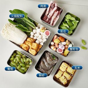 Conteneur de stockage alimentaire en acier inoxydable, carré, multi-compartiments, pour fondue, pique-nique, utilisation en extérieur - Product Image 1