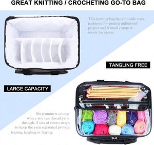 Muestra gratuita: Bolsa de punto portátil de gran capacidad con cubierta y divisor interior, organizador de hilo, bolsa de almacenamiento de hilo, bolsa de ganchillo - Product Image 6