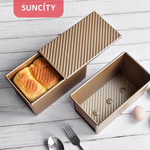 Suncity Non-Stick Corrugated Bread Loaf Pan 450g With Lid Pfoa Free For Home Oven Baking - Product Image 1