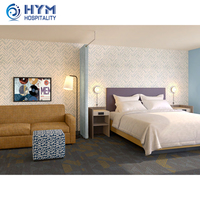 Ensemble de chambre d'hôtel personnalisé Home2 Suites, de luxe, moderne, écologique, avec bureau mobile en bois de manguier et mur de travail intégré