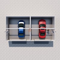 Garage double personnalisable avec toit incliné, expédié en pièces détachées, facile à installer