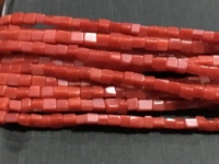 Pierres précieuses colorées en forme de Cube, pierres naturelles de corail rouge, petites perles carrées, perles de corail italien