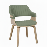 Chaise de salle à manger moderne et durable avec pieds en bois Dossier et accoudoirs en tissu rembourrés avec cadre en bois courbé pour la salle à manger et le salon